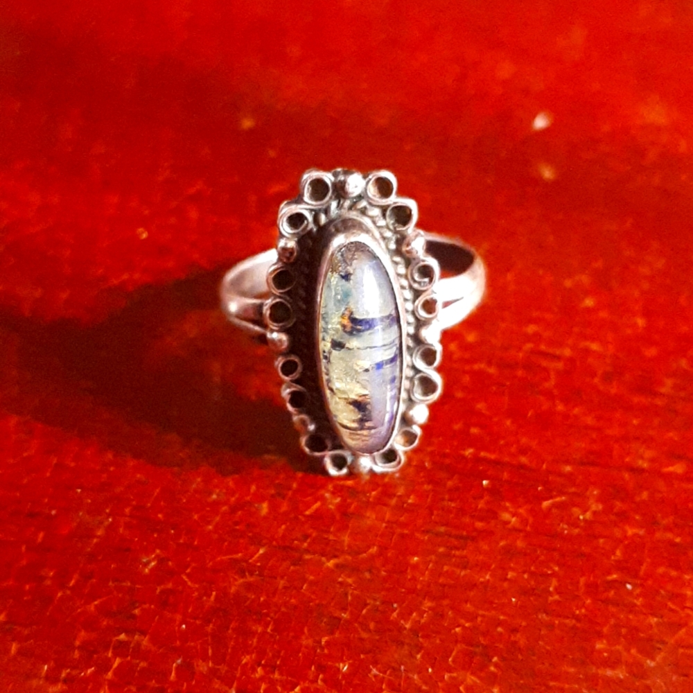 Sterling silver butterfly wing under glass ring